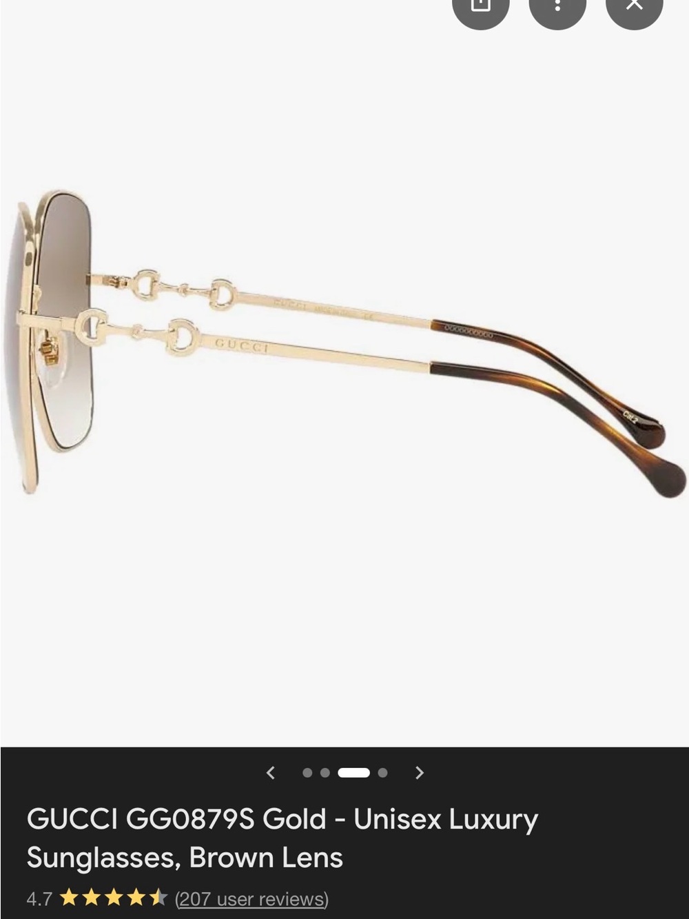 Gucci GG0879S Gold Frame Sunglasses with Yellow-Tinted Lenses - Picture 6 of 14